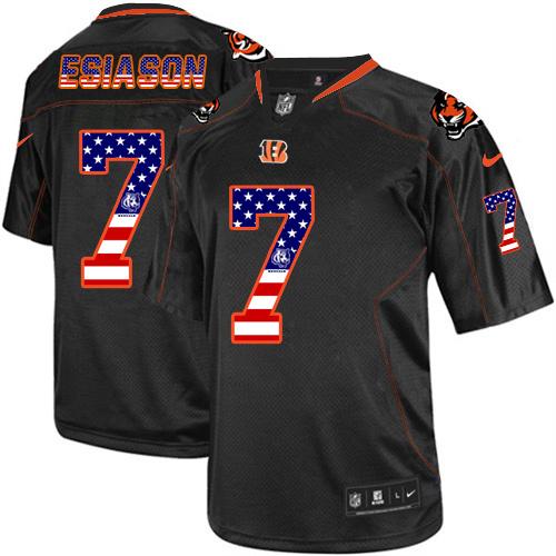 Nike Bengals #7 Boomer Esiason Black Men's Stitched NFL Elite USA Flag Fashion Jersey - Click Image to Close
